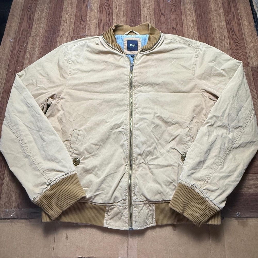 Gap Women's Beige Workwear Harrington Bomber Jacket Medium